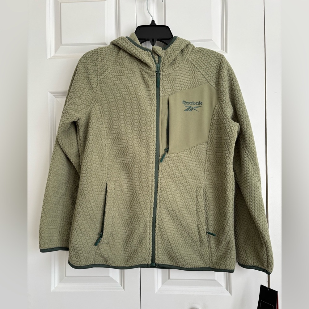 Reebok Olive Green Hex Fleece Zip Hoodie